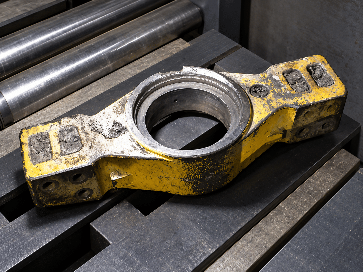 Ремонт опоры цапфы моста трелевочного трактора CATERPILLAR 525